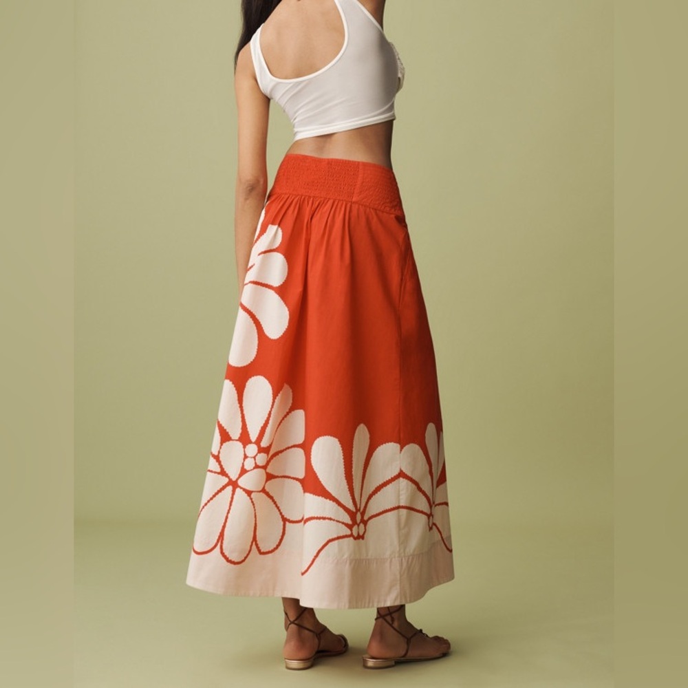 Farm Rio Anthropologie Printed Poplin Midi Skirt Size S - Picture 6 of 15